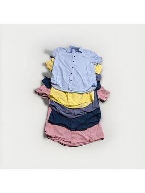 Lot of 5 Tommy Hilfiger Medium Short Sleeve Button-down Blue,Pink, Yellow (A33)